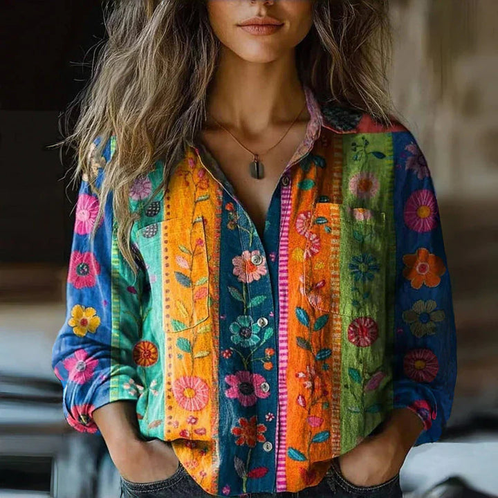 Mira - Printed Vintage Blouse