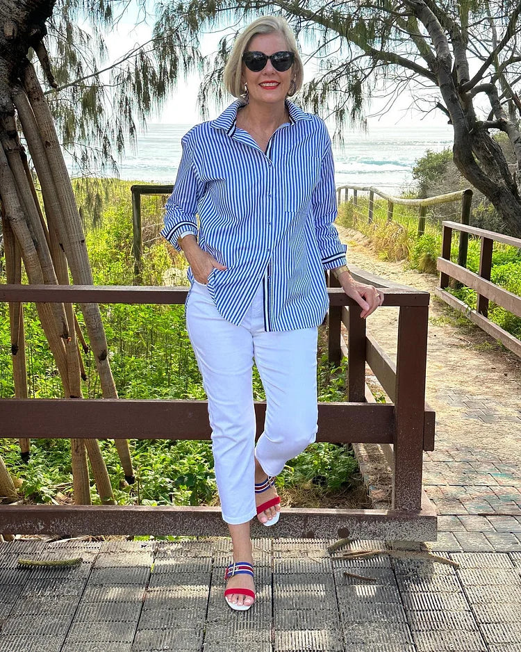 Ula | Women's Striped Button-Up Shirt